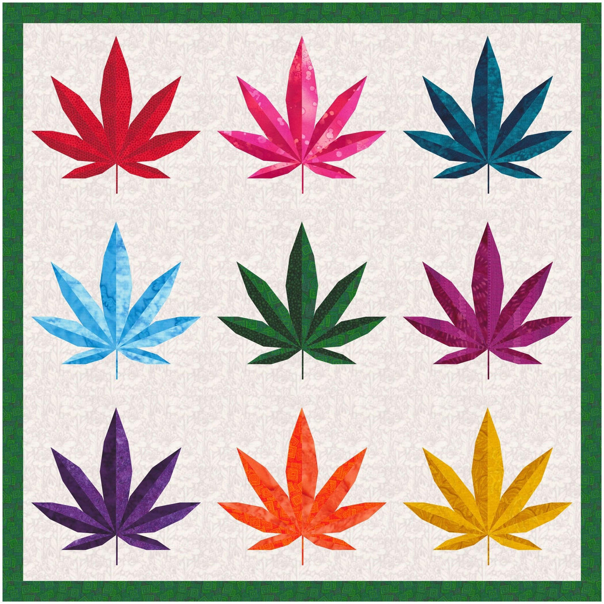 Single Cannabis Marijuana Leaf Weed Green Black Duvet Cover Quilt