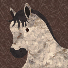Load image into Gallery viewer, Giddy Up, Horse, Foundation Paper Piecing Pattern (FPP Pattern), Quilt Block, 4 sizes
