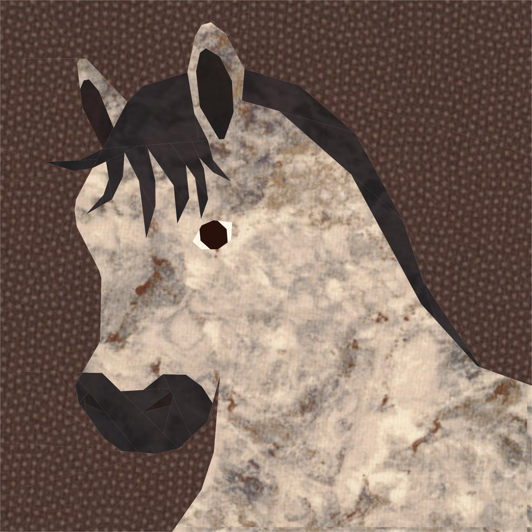 Giddy Up, Horse, Foundation Paper Piecing Pattern (FPP Pattern), Quilt Block, 4 sizes