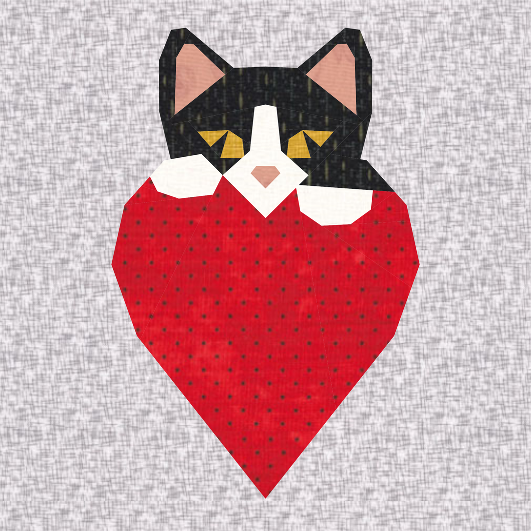 I Love Cats! Foundation Paper Piecing Pattern (FPP), Quilt Block, 4 sizes