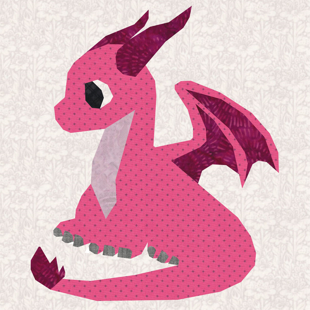 Dragon, Foundation Paper Piecing Pattern (FPP Pattern), Quilt Block, 3 sizes