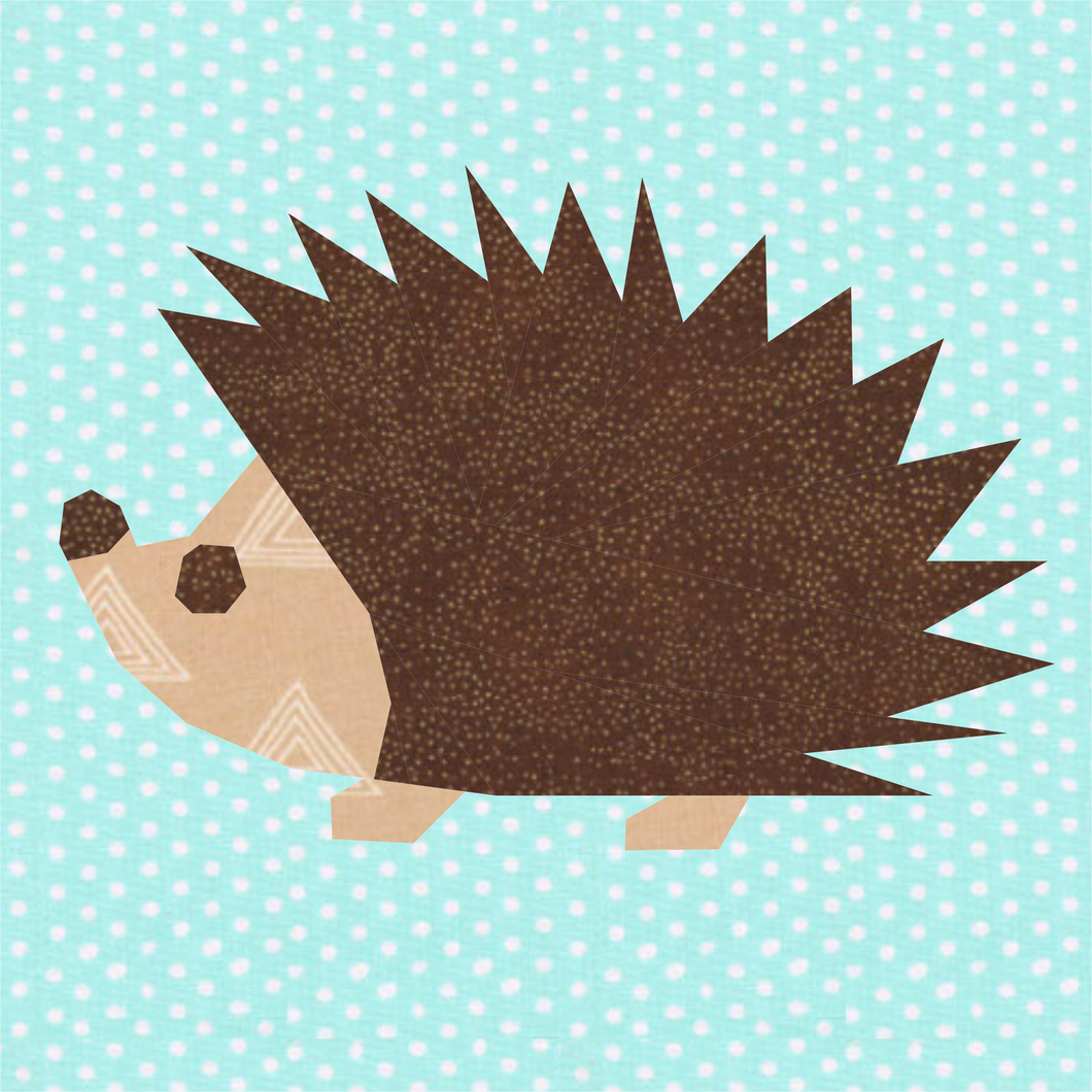 Hedgehog, Foundation Paper Piecing Pattern (FPP Pattern), Quilt Block, 4 sizes