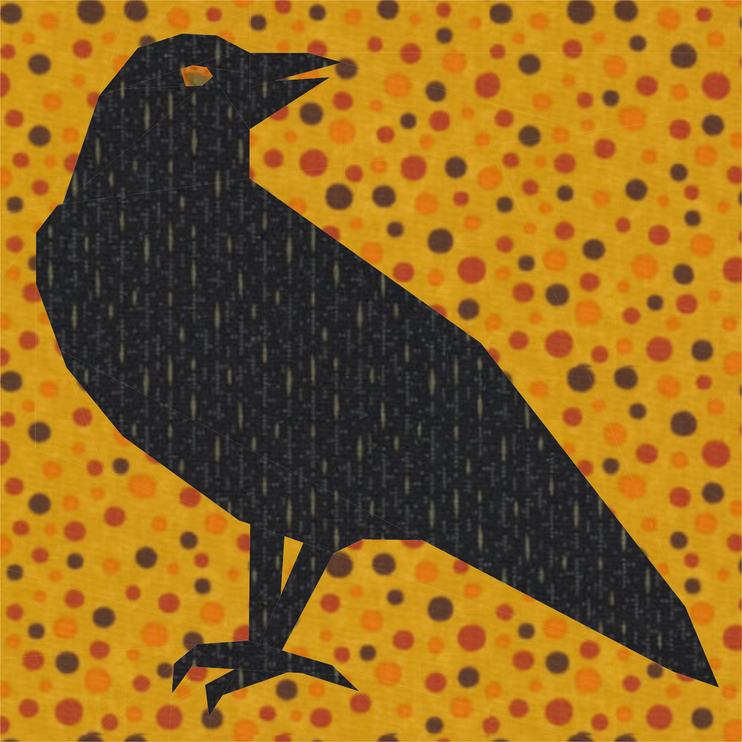 Raven, Foundation Paper Piecing Pattern (FPP Pattern), Quilt Block, 4 sizes