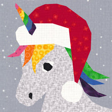 Load image into Gallery viewer, Unicorn Christmas, Foundation Paper Piecing Pattern (FPP Pattern), Quilt Block, 4 Sizes Included

