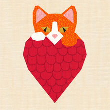 Load image into Gallery viewer, I Love Cats! Foundation Paper Piecing Pattern (FPP), Quilt Block, 4 sizes
