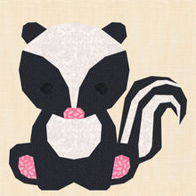Load image into Gallery viewer, Funky Skunk, Foundation Paper Piecing Pattern (FPP Pattern), Quilt Block, 4 sizes
