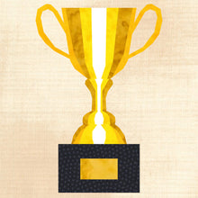 Load image into Gallery viewer, Winner Takes All, Trophy, Foundation Paper Piecing Pattern (FPP), Quilt Block, 4 sizes
