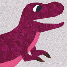 Load image into Gallery viewer, Dino the Dinosaur, Foundation Paper Piecing Pattern (FPP Pattern), Quilt Block, 4 sizes
