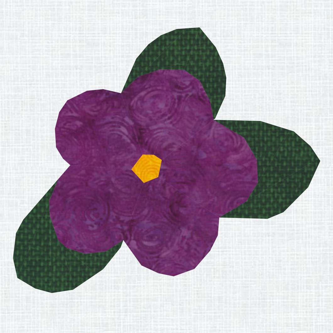 African Violet, Flower, Foundation Paper Piecing Pattern (FPP Pattern), Quilt Block, 4 sizes