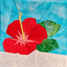 Load image into Gallery viewer, Hibiscus, Tropical Flower, Foundation Paper Piecing Pattern (FPP Pattern), Quilt Block, 4 sizes
