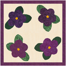 Load image into Gallery viewer, African Violet, Flower, Foundation Paper Piecing Pattern (FPP Pattern), Quilt Block, 4 sizes
