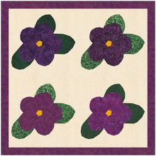 Load image into Gallery viewer, African Violet, Flower, Foundation Paper Piecing Pattern (FPP Pattern), Quilt Block, 4 sizes
