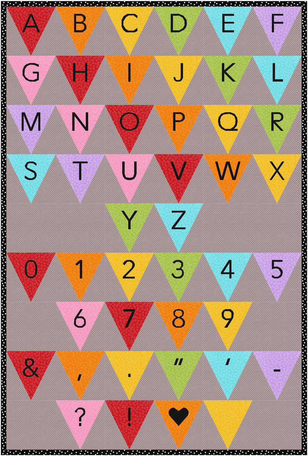 Party Banner Alphabet, Numbers and Punctuation, Foundation Paper Piecing Pattern (FPP), Quilt Block, 2 sizes