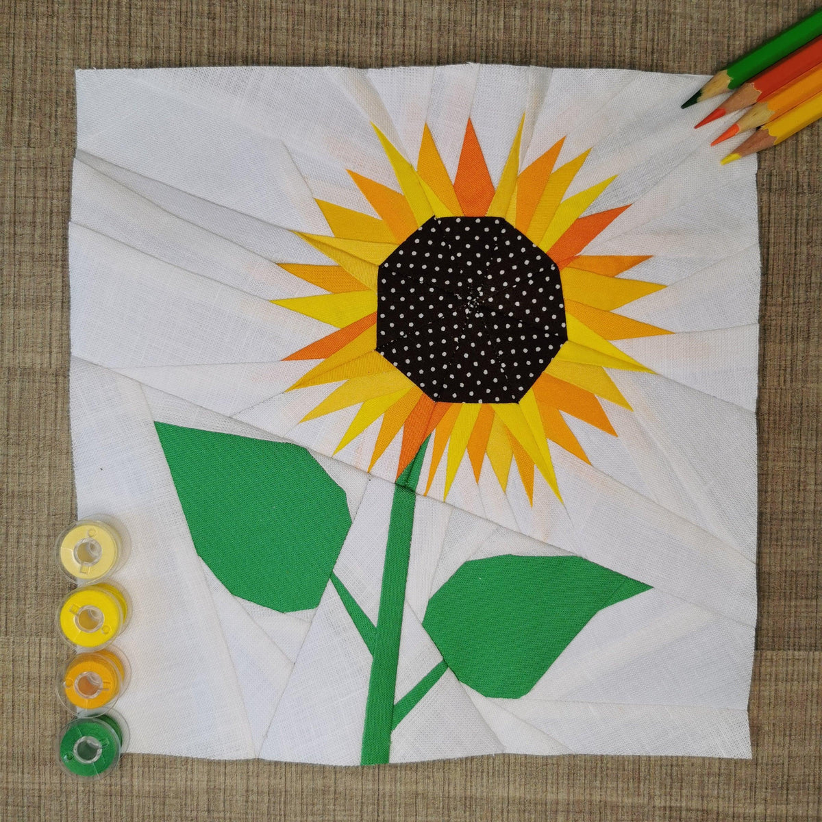 Sunflower, Foundation Paper Piecing Pattern (FPP Pattern), Quilt Block ...