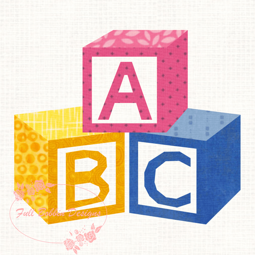ABC Blocks, Baby, Foundation Paper Piecing Pattern (FPP), Quilt Block, 3 sizes FPP Patterns- Full Bobbin Designs foundation paper piecing patterns quilt block patterns sewing patterns
