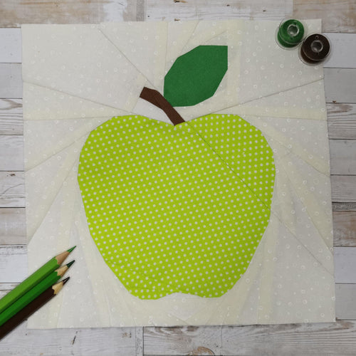 Apple a Day, Foundation Paper Piecing Pattern (FPP), Quilt Block, 4 sizes FPP Patterns- Full Bobbin Designs foundation paper piecing patterns quilt block patterns sewing patterns