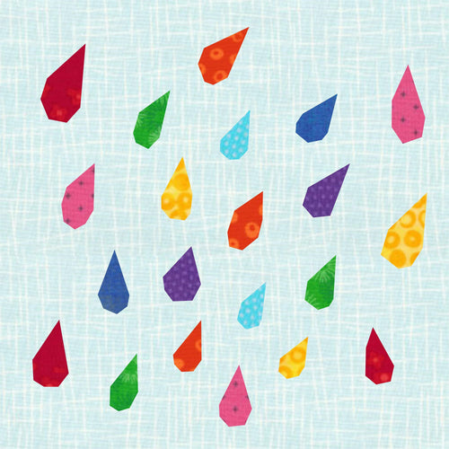 April Showers, Raindrops, Foundation Paper Piecing Pattern (FPP Pattern), Quilt Block, 4 sizes FPP Patterns- Full Bobbin Designs foundation paper piecing patterns quilt block patterns sewing patterns