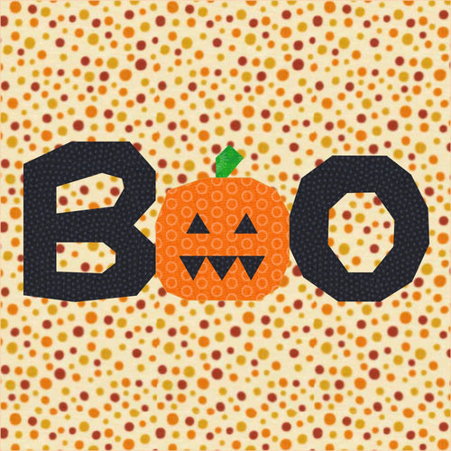 BOO Halloween, Foundation Paper Piecing Pattern (FPP Pattern), Quilt Block,  3 sizes FPP Patterns- Full Bobbin Designs foundation paper piecing patterns quilt block patterns sewing patterns