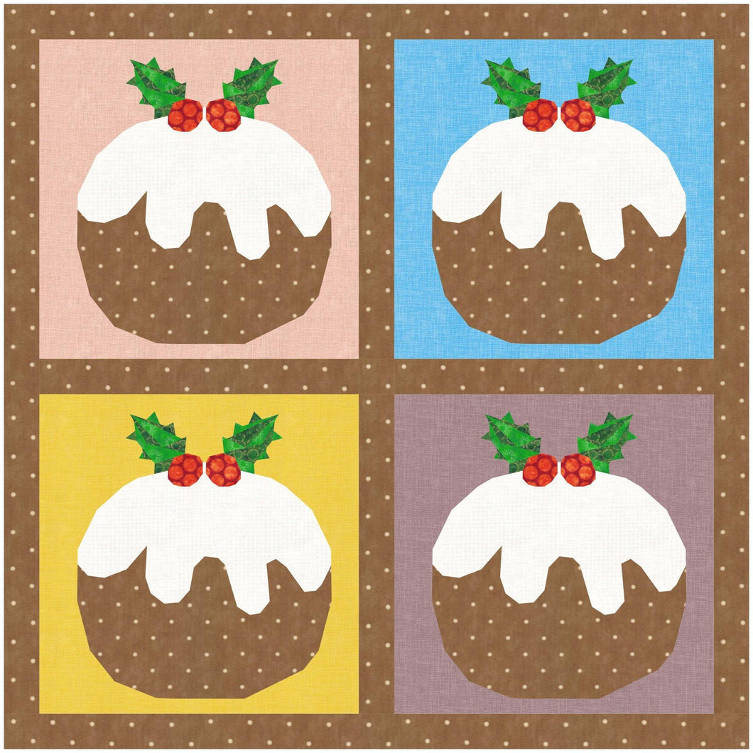 Christmas Pud! Foundation Paper Piecing Pattern (FPP Pattern), Quilt Block, 3 sizes FPP Patterns- Full Bobbin Designs foundation paper piecing patterns quilt block patterns sewing patterns