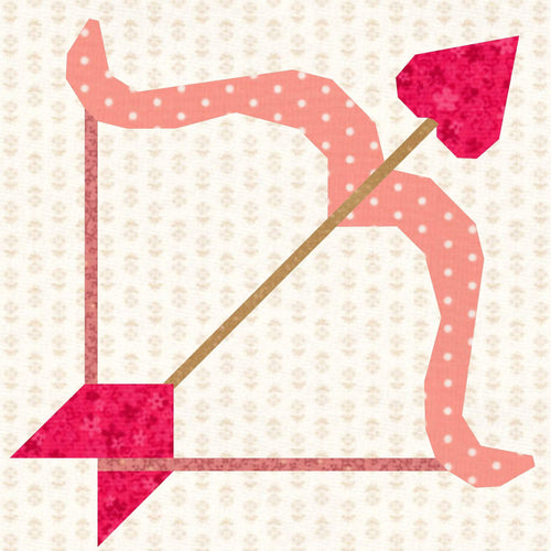 Cupids Bow, Valentine, Foundation Paper Piecing Pattern (FPP Pattern), Quilt Block, 3 sizes FPP Patterns- Full Bobbin Designs foundation paper piecing patterns quilt block patterns sewing patterns