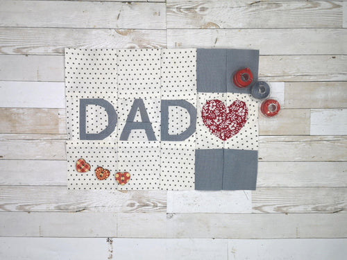 DAD!  Foundation Paper Piecing Pattern (FPP Pattern), Quilt Block, Mug Rug, Quilted Postcard, 1 Size.  Perfect for Father's Day FPP Patterns- Full Bobbin Designs foundation paper piecing patterns quilt block patterns sewing patterns