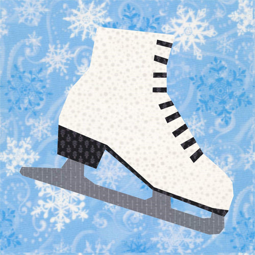 Dancing on Ice, Ice Skate, Foundation Paper Piecing Pattern (FPP Pattern), Quilt Block, 3 Sizes Included FPP Patterns- Full Bobbin Designs foundation paper piecing patterns quilt block patterns sewing patterns