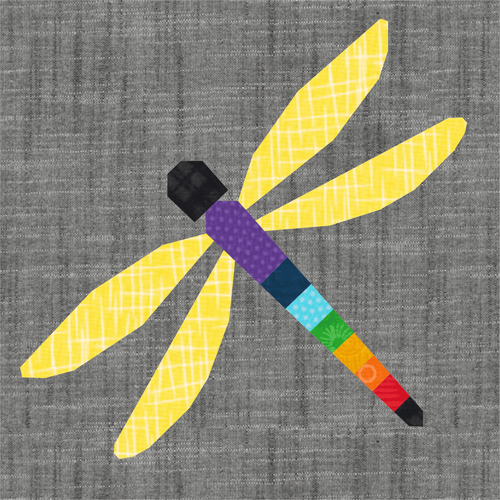 Dragonfly, Foundation Paper Piecing Pattern (FPP Pattern), 3 sizes FPP Patterns- Full Bobbin Designs foundation paper piecing patterns quilt block patterns sewing patterns