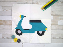 Load image into Gallery viewer, Enjoy The Ride!  Vespa Scooter Foundation Paper Piecing Pattern (FPP Pattern), Quilt Block, 3 sizes FPP Patterns- Full Bobbin Designs foundation paper piecing patterns quilt block patterns sewing patterns
