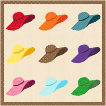 Load image into Gallery viewer, Floppy Hat, Foundation Paper Piecing Pattern (FPP Pattern), Quilt Block, 5 sizes FPP Patterns- Full Bobbin Designs foundation paper piecing patterns quilt block patterns sewing patterns
