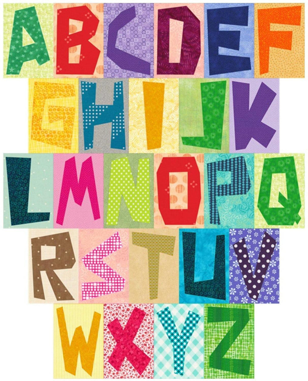 Funky Uppercase Alphabet, Foundation Paper Piecing Pattern (FPP Pattern), Quilt Block, 3 sizes FPP Patterns- Full Bobbin Designs foundation paper piecing patterns quilt block patterns sewing patterns