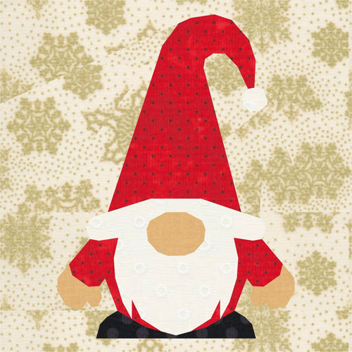 Gnome for the Holidays, Foundation Paper Piecing Pattern (FPP Pattern), Quilt Block, 5 Sizes Included FPP Patterns- Full Bobbin Designs foundation paper piecing patterns quilt block patterns sewing patterns