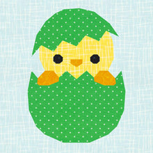 Load image into Gallery viewer, Hatching Chick, Easter Egg, Foundation Paper Piecing Pattern (FPP Pattern), Quilt Block, 3 sizes FPP Patterns- Full Bobbin Designs foundation paper piecing patterns quilt block patterns sewing patterns
