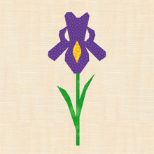 Load image into Gallery viewer, Iris, Flower Foundation Paper Piecing Pattern (FPP Pattern), Quilt Block, 3 sizes FPP Patterns- Full Bobbin Designs foundation paper piecing patterns quilt block patterns sewing patterns
