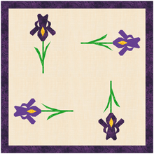 Load image into Gallery viewer, Iris, Flower Foundation Paper Piecing Pattern (FPP Pattern), Quilt Block, 3 sizes FPP Patterns- Full Bobbin Designs foundation paper piecing patterns quilt block patterns sewing patterns
