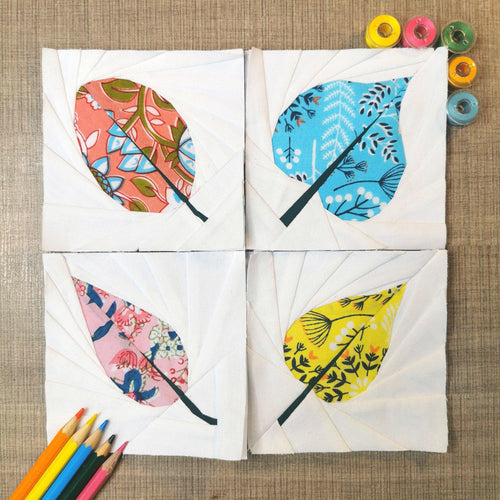Leaf Collection, Foundation Paper Piecing Pattern (FPP Pattern), Quilt Block, 4 sizes FPP Patterns- Full Bobbin Designs foundation paper piecing patterns quilt block patterns sewing patterns