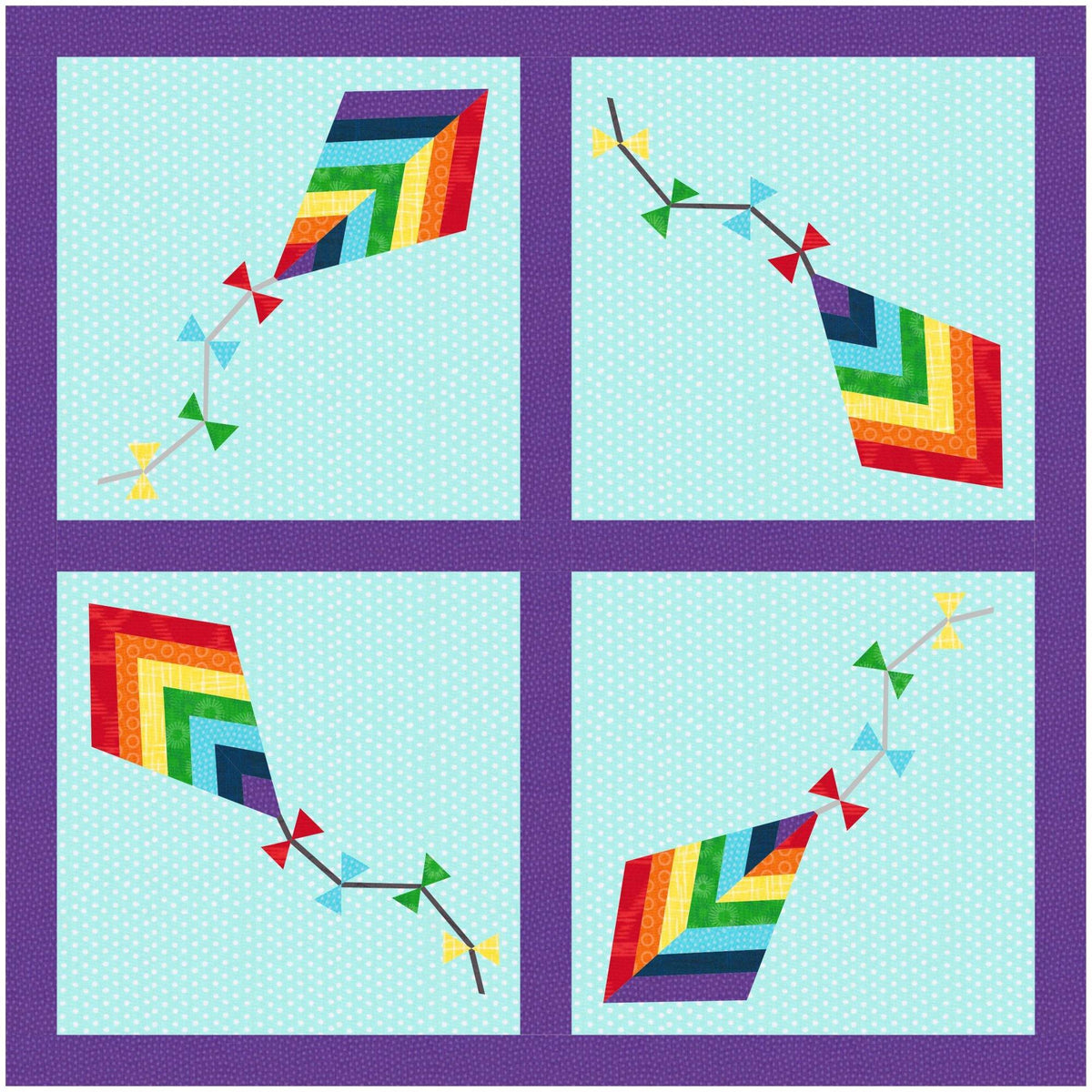Let's go Fly a Kite, Foundation Paper Piecing Pattern (FPP Pattern), Quilt Block, 3 sizes
