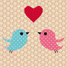Load image into Gallery viewer, Love Birds, Foundation Paper Piecing Pattern (FPP), Quilt Block, 3 sizes FPP Patterns- Full Bobbin Designs foundation paper piecing patterns quilt block patterns sewing patterns

