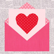 Load image into Gallery viewer, Love Letter, Valentine, Foundation Paper Piecing Pattern (FPP), Quilt Block, PDF Pattern, 3 sizes FPP Patterns- Full Bobbin Designs foundation paper piecing patterns quilt block patterns sewing patterns
