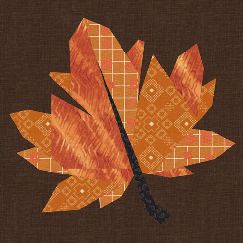Maple Leaf, Foundation Paper Piecing Pattern (FPP Pattern), Quilt Block, 3 sizes FPP Patterns- Full Bobbin Designs foundation paper piecing patterns quilt block patterns sewing patterns