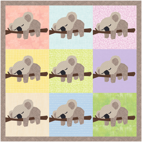 Nap Time, Koala, Foundation Paper Piecing Pattern (FPP Pattern), Quilt Block, 3 sizes FPP Patterns- Full Bobbin Designs foundation paper piecing patterns quilt block patterns sewing patterns