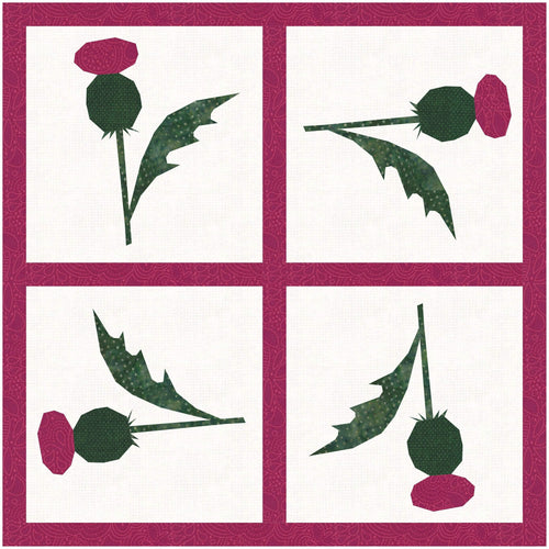 O Flower of Scotland, Thistle, Foundation Paper Pieced Pattern (FPP Pattern), Quilt Block, 3 sizes FPP Patterns- Full Bobbin Designs foundation paper piecing patterns quilt block patterns sewing patterns