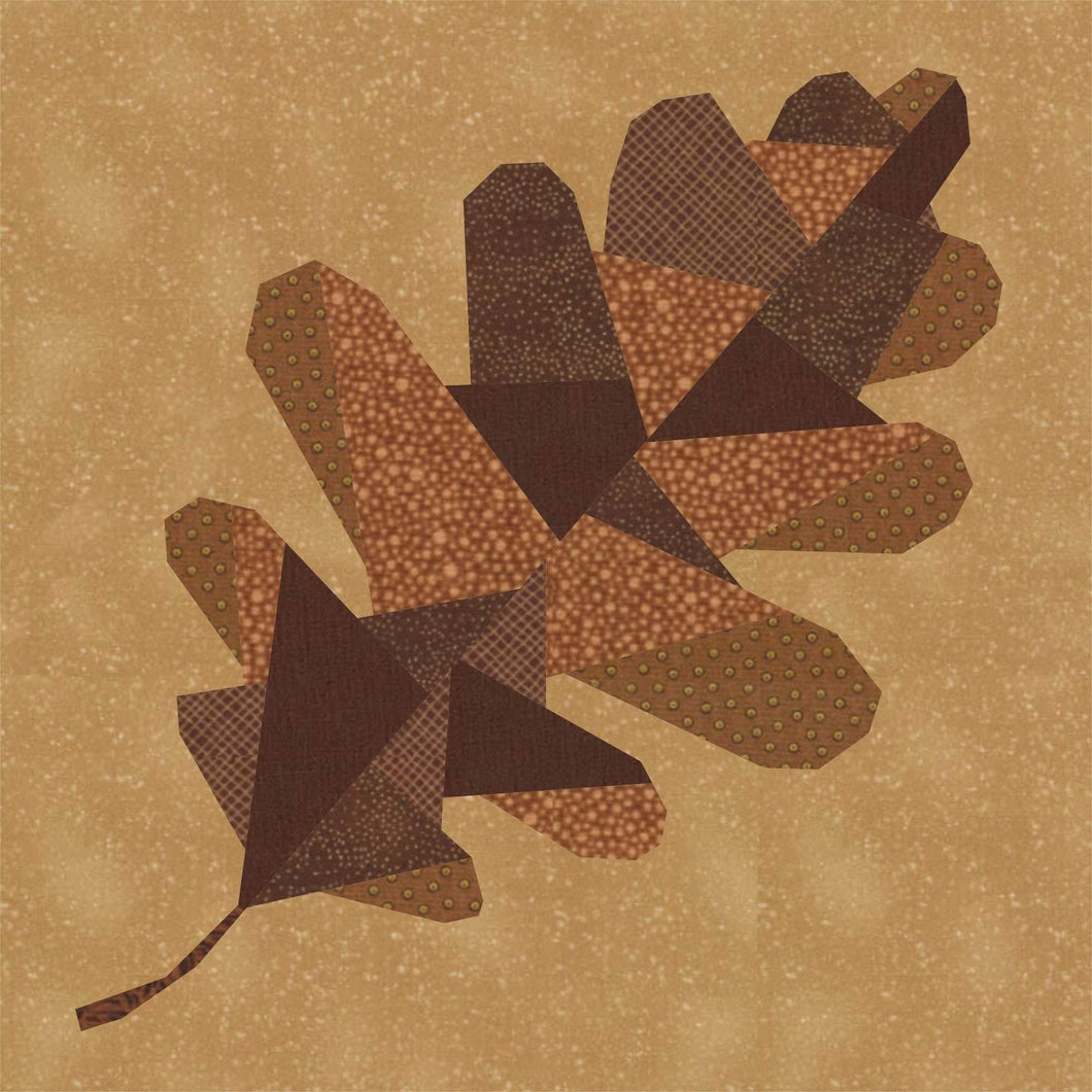 Oak Leaf, Foundation Paper Piecing Pattern (FPP Pattern), Quilt Block, 3 sizes FPP Patterns- Full Bobbin Designs foundation paper piecing patterns quilt block patterns sewing patterns