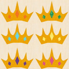 Load image into Gallery viewer, Princess Crown, Foundation Paper Piecing Pattern (FPP Pattern), Quilt Block, 4 sizes FPP Patterns- Full Bobbin Designs foundation paper piecing patterns quilt block patterns sewing patterns
