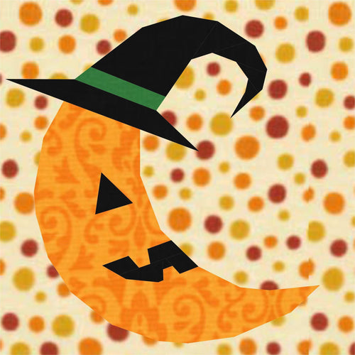 Pumpkin Moon, Halloween, Foundation Paper Piecing Pattern (FPP Pattern), Quilt Block, 3 sizes FPP Patterns- Full Bobbin Designs foundation paper piecing patterns quilt block patterns sewing patterns