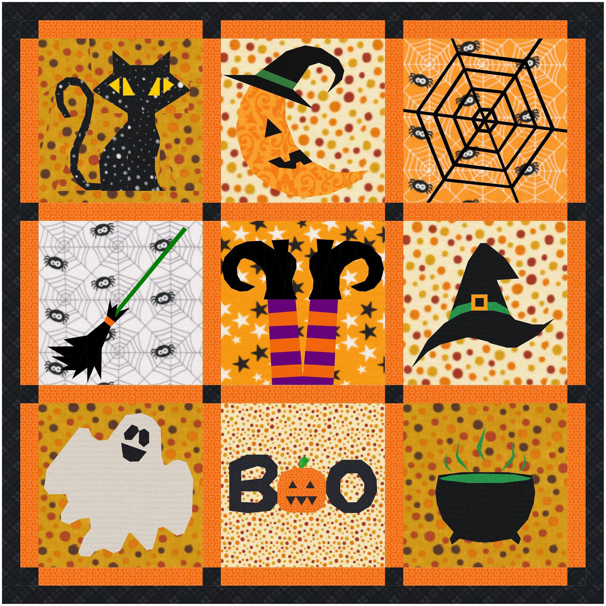 Pumpkin Moon, Halloween, Foundation Paper Piecing Pattern (FPP Pattern ...