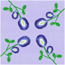 Load image into Gallery viewer, Butterfly Pea, Flower Foundation Paper Piecing Pattern (FPP Pattern), Quilt Block, 3 sizes FPP Patterns- Full Bobbin Designs foundation paper piecing patterns quilt block patterns sewing patterns
