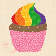 Load image into Gallery viewer, Rainbow Swirl Cupcake Foundation Paper Piecing Pattern (FPP), Quilt Block, 3 sizes FPP Patterns- Full Bobbin Designs foundation paper piecing patterns quilt block patterns sewing patterns
