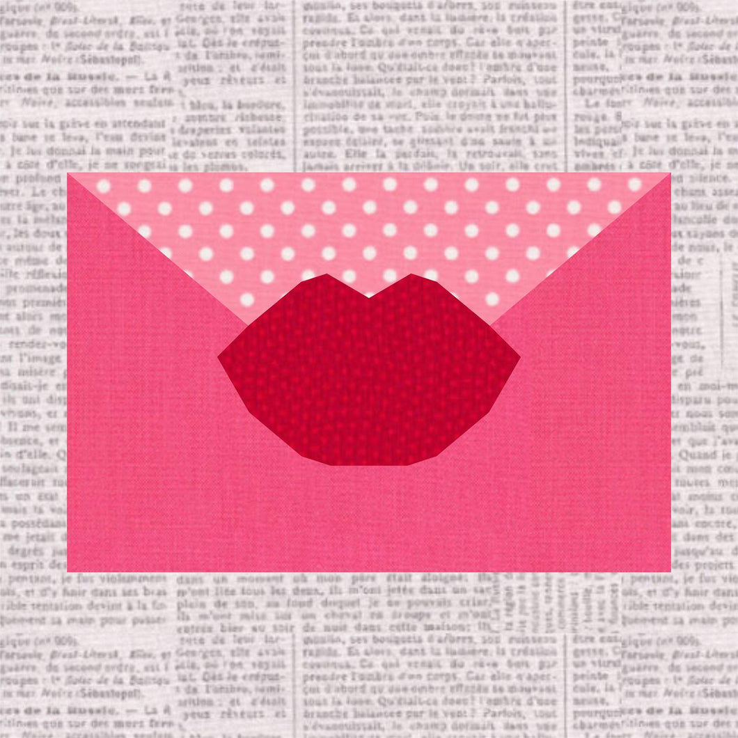 Sealed with a Kiss, Valentine, Foundation Paper Piecing Pattern (FPP Pattern), Quilt Block, 3 sizes FPP Patterns- Full Bobbin Designs foundation paper piecing patterns quilt block patterns sewing patterns