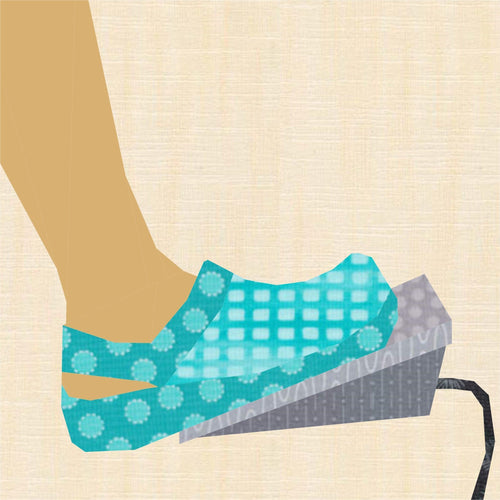 Sewing in Clogs, Sewing Machine Foot Pedal, Foundation Paper Piecing Pattern (FPP Pattern), Quilt Block, 4 Sizes FPP Patterns- Full Bobbin Designs foundation paper piecing patterns quilt block patterns sewing patterns