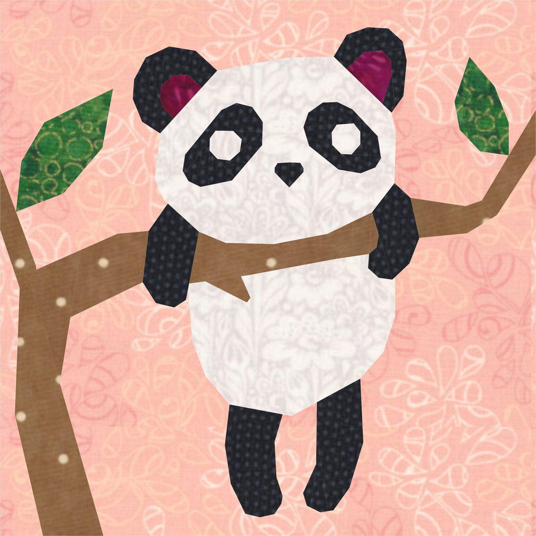 Sleepy Panda, Foundation Paper Piecing Pattern (FPP Pattern), Quilt Block, 4 sizes FPP Patterns- Full Bobbin Designs foundation paper piecing patterns quilt block patterns sewing patterns